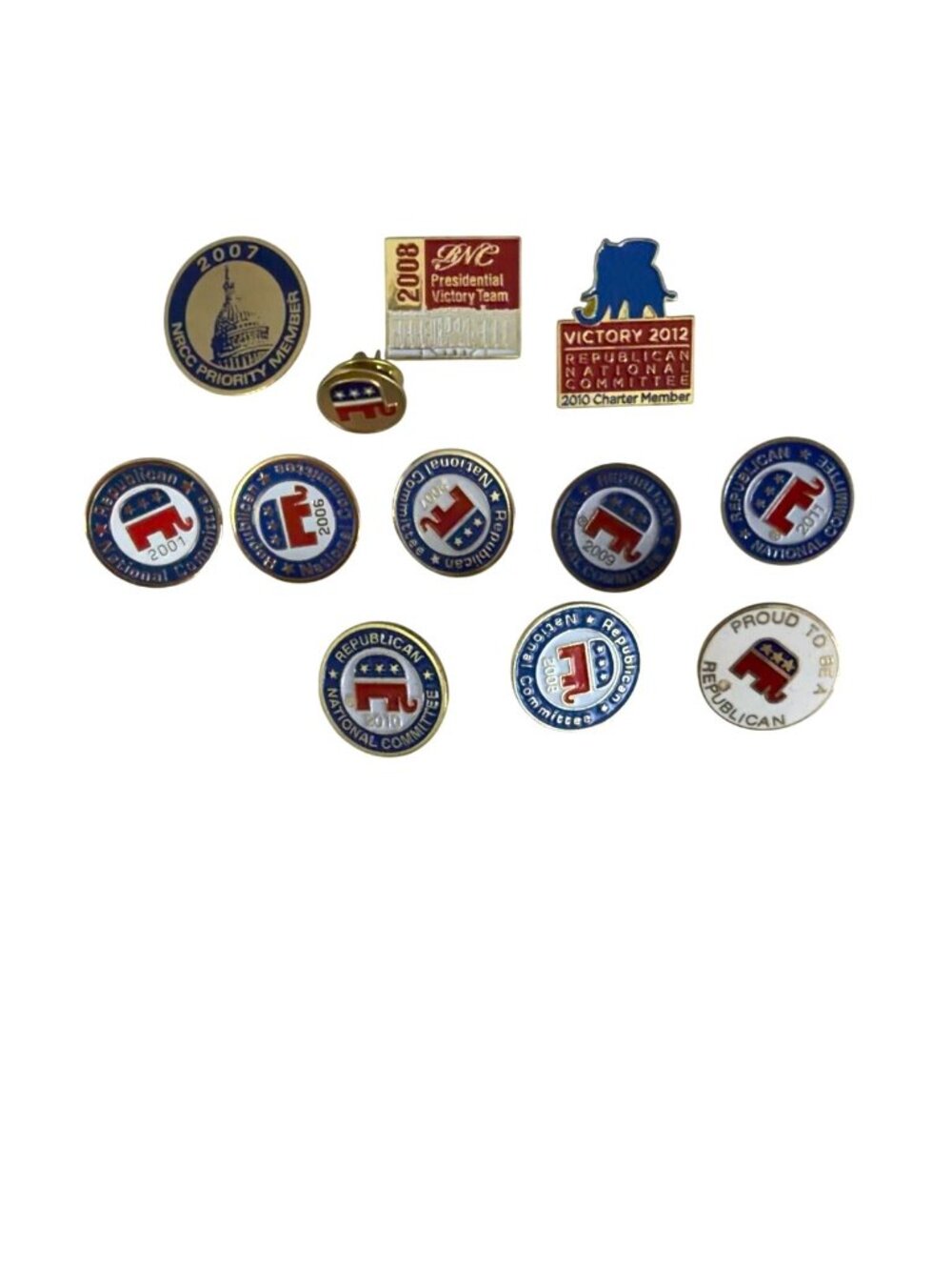 Vintage Republican National Committee RNC Lapel Pin Lot 11 Pins 2001-2012 NRCC G